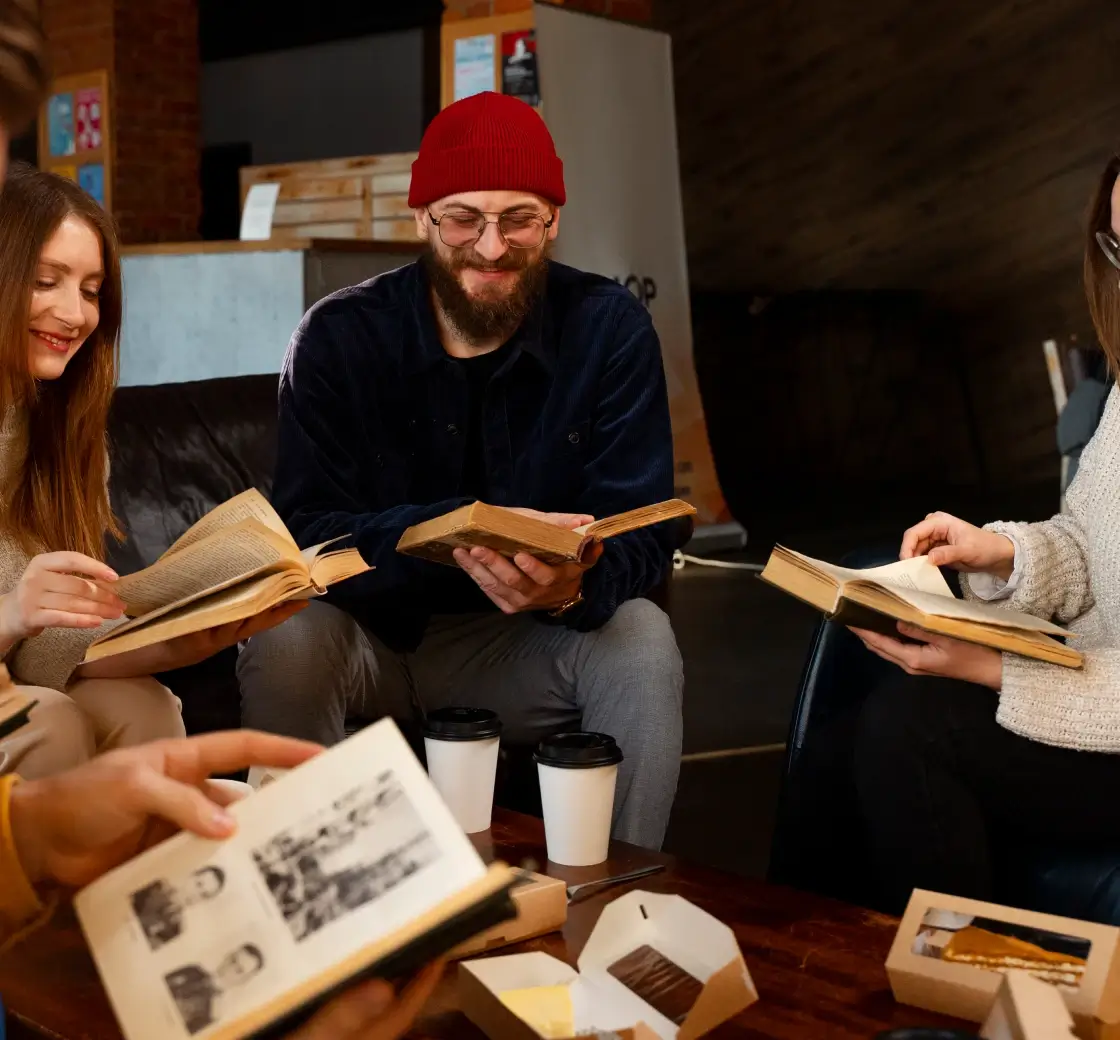 image of people reading